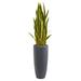 Nearly Natural 4.5ft. Sansevieria Artificial Plant in Gray Planter Green