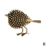 Small Vintage Style Silver Robin Green Diamante Bird Brooch Pin Broach Crystal X9P7