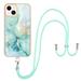 UUCOVERS for iPhone 14 Case Bag Pocket for Girls Women iPhone 14 Case with Removable Neck Lanyard Strap Teens Phone Case Rubber Crossbody Cover Marble Design for iPhone 14 6.1 2022 Blue/Green