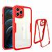 Clear Case for iPhone 12 Pro Max (6.7 Inch 2020 Release) Acrylic Clear Back Cover Built-in Screen Portector Cute Silicone Case Shockproof Protective Phone Cases Slim Fit Lightweight Case (Red)