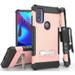 Tri-Shield Combination for Motorola Moto G Pure / G Power 2022 Case Nakedcellphone [Military Grade] Rugged Cover with Metal Kickstand [with Wrist Strap Lanyard + Belt Clip Holster] - Blush Pink