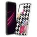 Capsule Case Compatible with T-Mobile Revvl V+ 5G [Cute Fusion Hybrid Design Heavy Duty Slim Soft Grip Clear Case Phone Cover] for T-Mobile Revvl V+ 5G 6.82 inch (Pink Houndstooth Roses)