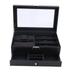 Miumaeov Watch Box Sunglasses Box Display Case Organizer For Men Jewelry 6 Watch Holder 3 Glasses Slots Valet Drawer for Rings Phone Glass Top Carbon Fiber