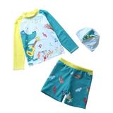 Esho Little Boys Rashguard Swimsuit Swimwear Kids Cartoon Bathing Suit with Swim Cap 2-7Y