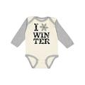 Inktastic I Love Winter- black and white snowflakes Boys or Girls Long Sleeve Baby Bodysuit