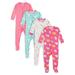 Gerber Baby & Toddler Girl Snug Fit Footed Cotton Pajamas 4-Pack Sizes 0/3 Months-5T