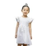 TheFound Princess Summer Baby Girls Dress Ruffles Sleeve Solid Backless Bowknot Knee Length A-Line Dress