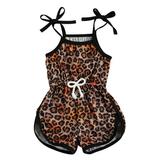 Sunisery Infant Toddler Kid Baby Girls Leopard Printed Sleeveless Elastic Waist Romper Leopard Print 2-3 Years