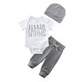 Infant Baby Boy Casual Top Romper Pants Beanie Hat Outfit Clothes Set