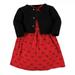 Hudson Baby Toddler and Baby Girl Quilted Cardigan and Dress Red Black Bows 18-24 Months