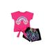 Sunisery Toddler Kids Baby Girls Sequin Outfits Short Sleeve Top T-shirt Shorts 2Pcs Set Rose Red 3-4 Years