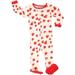 Elowel Little Girls Red Strawberry Print Zipper Footed Pajama Sleeper 2