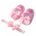 Stibadium Baby Girls Bowknot Princess Shoes Toddler Soft Sole Walking Shoes Headband Set Shoe and Headband Set