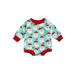 Sunisery Toddler Baby Boys Girls Christmas Romper Santa Claus Gift Box Print Round Neck Long Sleeve Bodysuit