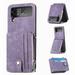 Dteck Galaxy Z Flip 4 Wallet Case with Card Holderã€�2 in 1 Detachableã€‘ã€�Zipper Walletã€‘ Slim Fit Retro PU Leather Protective Flip Phone Cover for Samsung Galaxy Z Flip 4 5G 2022 Purple