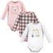 Hudson Baby Infant Girl Cotton Long-Sleeve Bodysuits Girl Baby Bear 9-12 Months