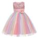 Canrulo Kids Formal Dress Flower Sequins Round Collar Sleeveless One-Piece Pink 4-5 Years