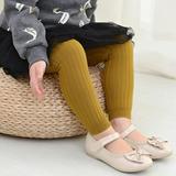 0-5Y Girls Solid Striped Thicken Knitted Leggings Autumn Winter Baby Toddler Casual Slim Leggings