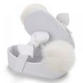 Baby Girls Shoes Newborn Infant Soft Sole Flats with Hairball Walking Crib Sandals Princess Wedding Dress Shoes White