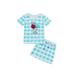 TheFound Infant Baby Girls 2pcs Outfits Fashion Sequin Ice Cream Short Sleeve Tops and Plaid Short Skirt Set