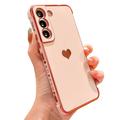 Decase Case for Samsung Galaxy S22 Luxury Plating Love Heart Phone Case with Camera Protection Soft TPU Bumper Corner Protection Shockproof Case Cover 6.1 inch Pink