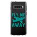 DistinctInk Clear Shockproof Hybrid Case for Samsung Galaxy S10+ PLUS (6.4 Screen) - TPU Bumper Acrylic Back Tempered Glass Screen Protector - Fly Me Away - Travel