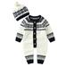 Nokpsedcb Infant Newborn Baby Girls Boys Clothes Knitted Santa Christmas Warm Romper Long Sleeve Jumpsuit+Hat White 12-18 Months