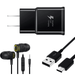 OEM EP-TA20JBEUGUS 15W Adaptive Fast Wall Charger for Samsung Galaxy A8 Star (A9 Star) Includes Fast Charging 10FT USB Type C Charging Cable and 3.5mm Earphone with Mic â€“ 3 Items Bundle - Black