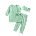 Seyurigaoka 3Pcs Kids Outfit Solid Color Tube Tops +Long-Sleeve Cardigan +Pants