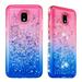 SOATUTO For Samsung Galaxy J3 2018 Case Samsung J3 V Core Case Sparkle Glitter Flowing Liquid Quicksand with Shiny Bling Diamond Women Girls Case Samsung Galaxy J3 Star / J3 Prime 2 - Red+Blue