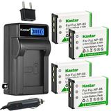 Kastar 4-Pack NP-85 Battery and LCD AC Charger Compatible with Toshiba Camileo X200 Camileo X400 Camileo X416 HD Camileo Z100 Medion Life P47011 Life X47023 MD86423 MD 86423 MD86695 MD 86695