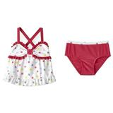 Infant Girls Colorful White Polka Dot 2 Pc Tankini Swimming & Bathing Suit 3-6m