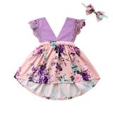 Musuos Toddler Baby Sister Outfit Sleeveless Deep V-neck Floral Dress Romper