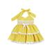 Cotton-Blend Fishing for Polka Dots Halter Dress for Toddlers and Girls (Yellow 7/8)