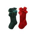 Sunisery 2 Pairs Kids Christmas Socks Mid-Calf Length Socks with Bowknot Decoration