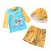 Bullpiano Baby Boys Swim Suit Rash Guard Swim Trunk Set for 1-2 Years Boys Toddler Baby Boys Swimsuits Cartoon Swimwear with Swim Cap