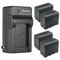 Kastar 4-Pack NP-F960 / NP-F970 Battery and AC Wall Charger Replacement for GVM GVM-TL15RS GVM 20W GVM LT-10S GVM RGB-10S GVM RGB-10W GVM-7W GVM-RGB9S GVM RGB-9W GVM-6W GVM FS03R GVM-Y1 Video Light