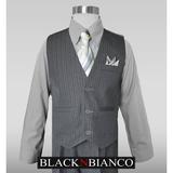 Boys Grey Pinstripe Vest Suits with Matching Tie