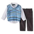 Only Kids Infant Boys 3 Piece Dress Up Outfit Pants Shirt Blue Sweater Vest 18m