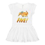 Inktastic 5 Fifth Birthday Orange Dragon Breathing Fire Girls Toddler Dress