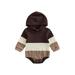 Binwwede Baby Boys Girls Spring Romper Long Sleeve Patchwork Waffle Hooded Romper Toddler Snap Crotch Triangle Jumpsuit