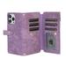Mantto with iPhone 12 pro max case PU Leather Magnetic zipper pocket Card Slots Shockproof Flip Magnetic Cover for iPhone 12 pro max 6.7 inch case Purple