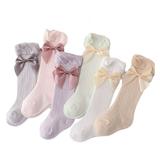 Baby Infant Stockings Bowknot Cotton Socks Breathable Long Tube Socks Suit for 0-3 Years Girls