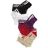 5Pack Women Basics Thongs Briefs Lace Hollow Low Rise Seamless T-Back Panties Underwear Hipster Underpants Boyshort