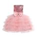 Zpanxa Baby Girls Princess Dress Little Girls Party Wedding Dresses Evening Mesh Lace Dress Birthday Dress Kids Pageant Flower Girl Sleeveless Dress Birthday Gifts for Girls Pink (6-7 Years)