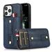 Elepower Case for iPhone 14 Pro Max 2022 Card Holder Case [Pulling Hand Strap] Anti-scratch PU Leather Case Shockproof Anti-drop PC Backplane Slim & Lightweight Case for iPhone 14 Pro Max Blue