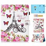 Allytech Universal Case for 6.5-7.5 inch Tablet PU Leather Stand Cover with Card/Pencil Holder for Galaxy Tab A 7.0 Kindle Fire 7 Galaxy Tab 3/Tab E Lite 7.0 and Other 7 Tab Flower Tower