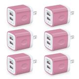 USB Wall Charger Block Charging Blocks 6PCS USB Charger Adapter 2.1A Dual Port Fast Charge Charging Station USB Wall Plug iPhone Wall Chargers Block Rose Gold