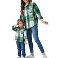 Licupiee Mommy and Me Matching Outfits Button Down Flannel Plaid Shirt Casual Jacket Shacket Tops Spring Fall Cardigan