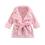 Infant Toddler Baby Girl Flannel Soft Bathrobes Plush Kimono Robe Pjs Sleepwear with Belt